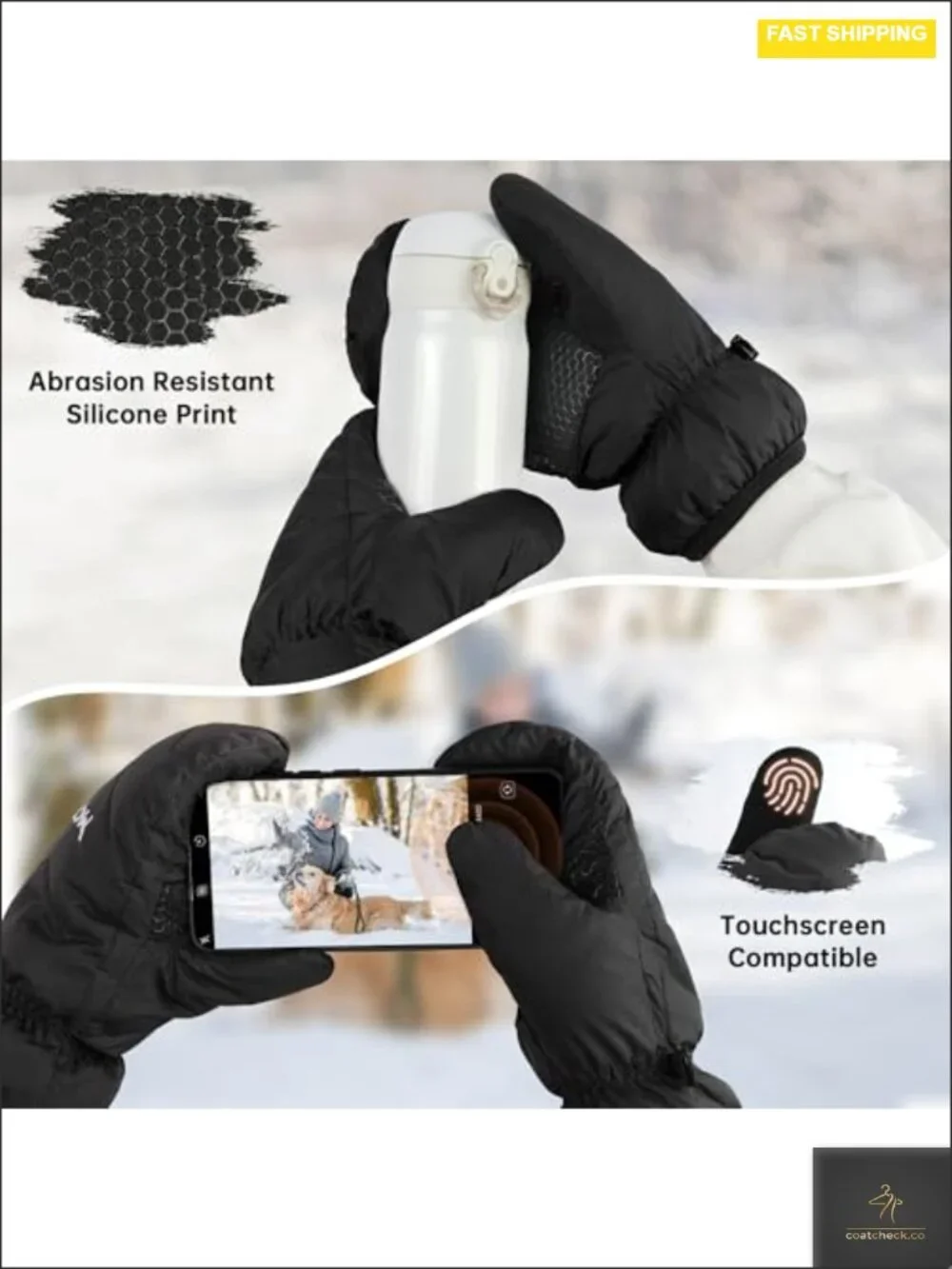 Women's Goose Down Mittens Ultra Light Waterproof Winter Ski Mittens